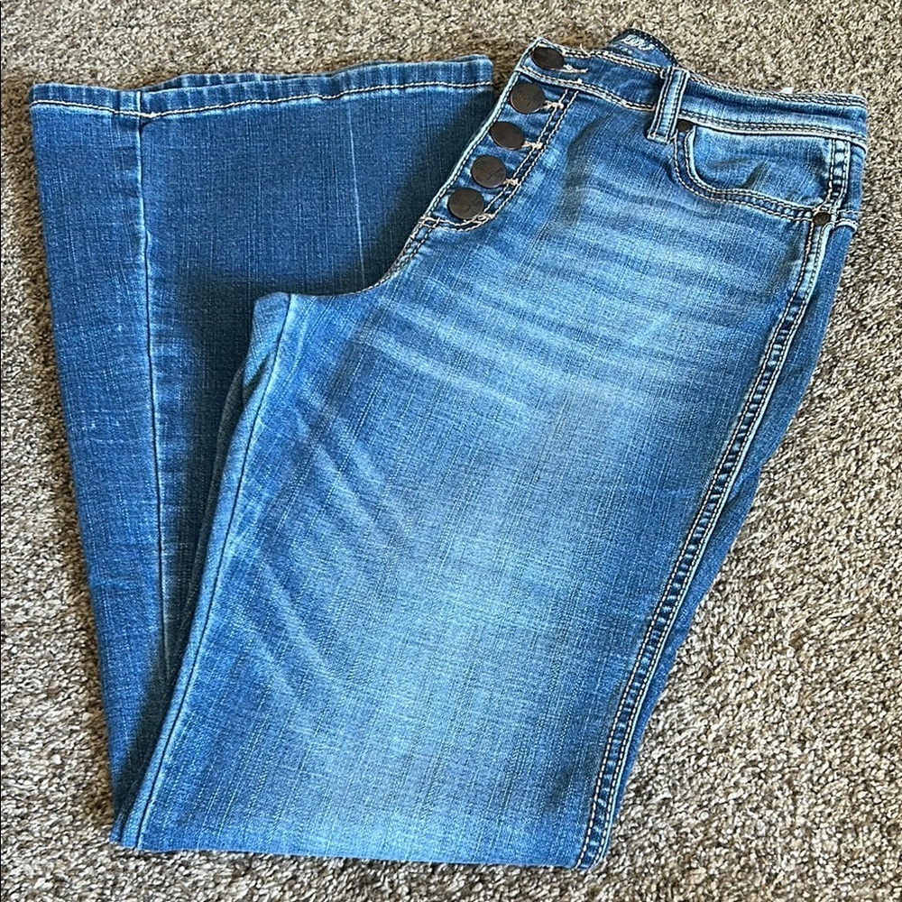 Wrangler Classic High-Rise Button Fly Flare Women’s Blue Jeans
